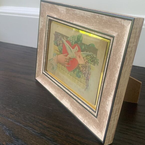 Wooden Rustic Frame with Vintage 1909 Happy Birthday Victorian Postcard - Picture 5 of 12